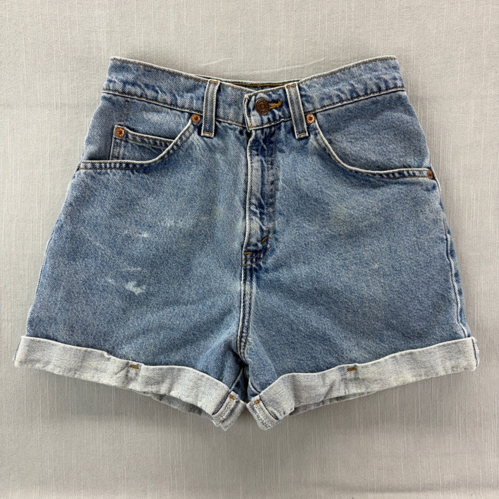 Levi's Denim Shorts Womens 24 Vintage Orange Tab Light Wash High Rise Blue